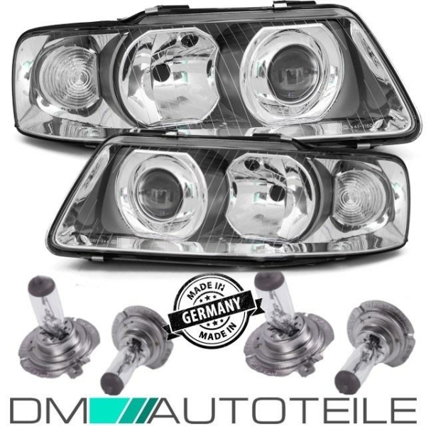 Scheinwerfer Set Klarglas Facelift Otik passt für Audi A3 8L 8L1 00-03 +H7/H1 Marken-Birnen Set