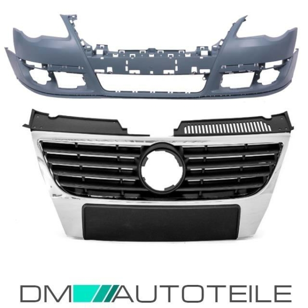 Stoßstange vorne grundiert ohne PDC/SRA + Kühlergrill passt für VW Passat 3C ab 05-10