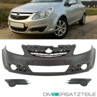 Stoßstange vorne grundiert + Gitter SET geschlossen passt für Opel Corsa D ab 2006-2011