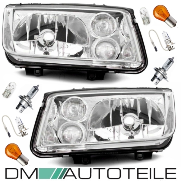 Scheinwerfer SET + Birnen H4/H3 Leuchtmittel passt für VW Bora 1J ab 1998-2006