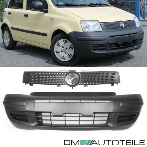 Stoßstange vorne + Kühlergrill SET schwarz geriffelt passt für Fiat Panda 169 ab 2003-2012