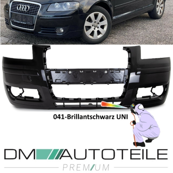 Lackiert 041 BRILLANTSCHWARZ UNI Audi A3 8P1 Stoßstange vorne 2005-2008 3-Türer +Sportback PREMIUM