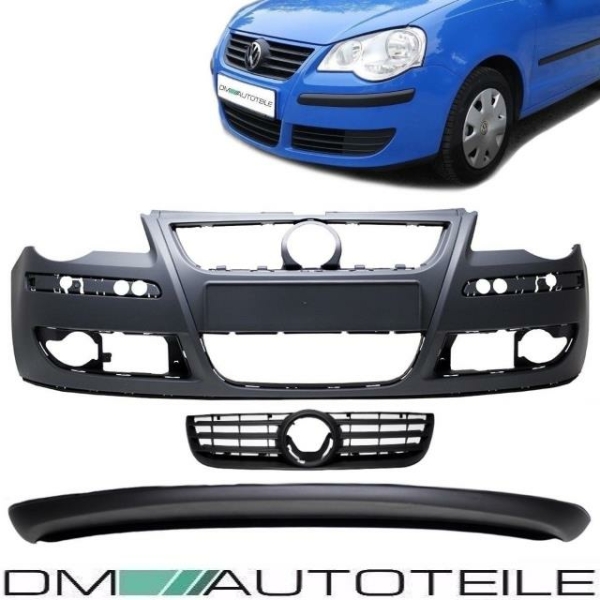 für VW Polo 9N3 Ersatz Stoßstange SET ab 2005 Kühlergrill + Spoiler Unterteil