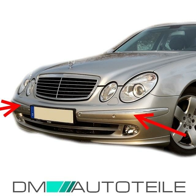 Set Mercedes W211 Chromleiste vorne Rechts &amp; Links Bj 02-06 Eleg./Avantgarde