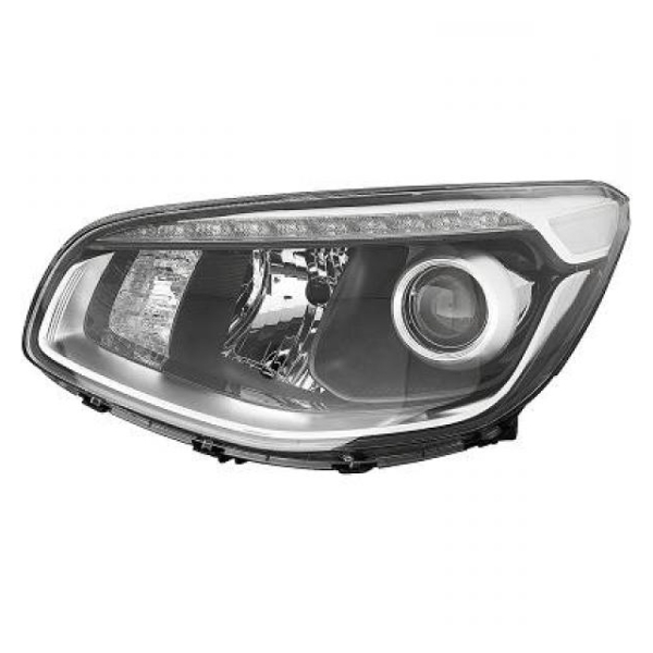 LED Scheinwerfer Depo schwarz H7 links passt für Kia Soul II Facelift ab 16-18