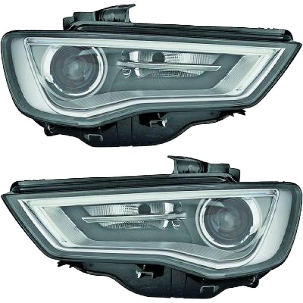 Hella Scheinwerfer +Halogen H7/H15 SET passt für Audi A3 8V Vorfacelift 12-16