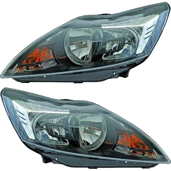 Scheinwerfer Schwarz H1/H7 SET passt für Ford Focus II Facelift ab 08-10