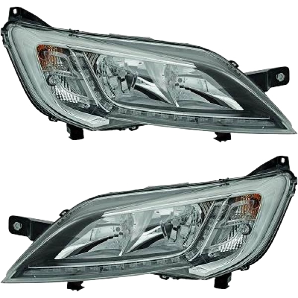 Scheinwerfer Depo H7/LED TGFL chrom SET passt für Citroen/Fiat/Peugeot ab 14