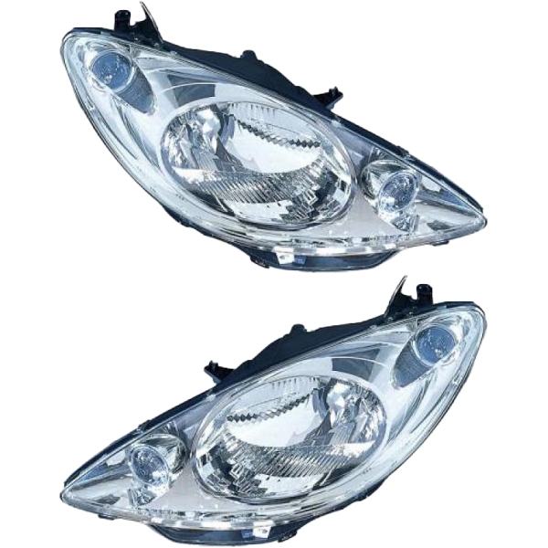 Valeo H4 glasklar Scheinwerfer SET passt für Peugeot 1007 (KM) ab 05-09