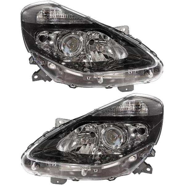 Scheinwerfer SET schwarz H7/H7/H1 +Kurvenlicht passt für Renault Clio III 09>