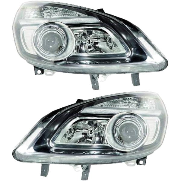 Xenon Scheinwerfer SET schwarz D1S/H7 passt für Renault Scénic II Grand 06-09