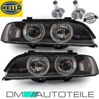 SET HELLA Angel Eyes Scheinwerfer Schwarz RECHTS LINKS H7...