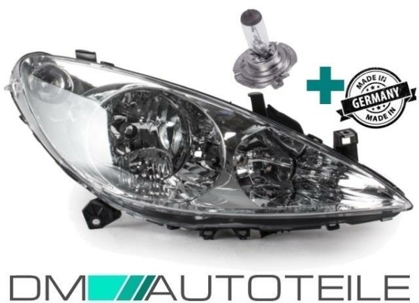 Set Peugeot 307 Scheinwerfer rechts Bj 01-05 + Stellmotor H7/H1 +1x H7 Birne