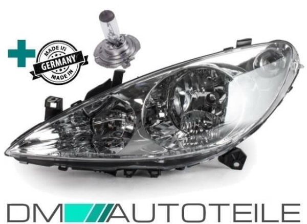 Set Peugeot 307 Scheinwerfer Klarglas links Bj 01-05 +Stellmotor H7/H1 & 1x H7 Birne