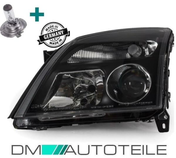Set Opel Vectra C Signum Klarglas Scheinwerfer links Schwarz H7/H7 für LWR+H7 Birne