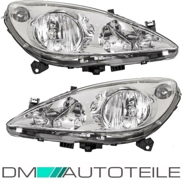 Set Peugeot 307 Scheinwerfer Klarglas Links & Rechts Bj 01-05 + Stellmotor H7/H1