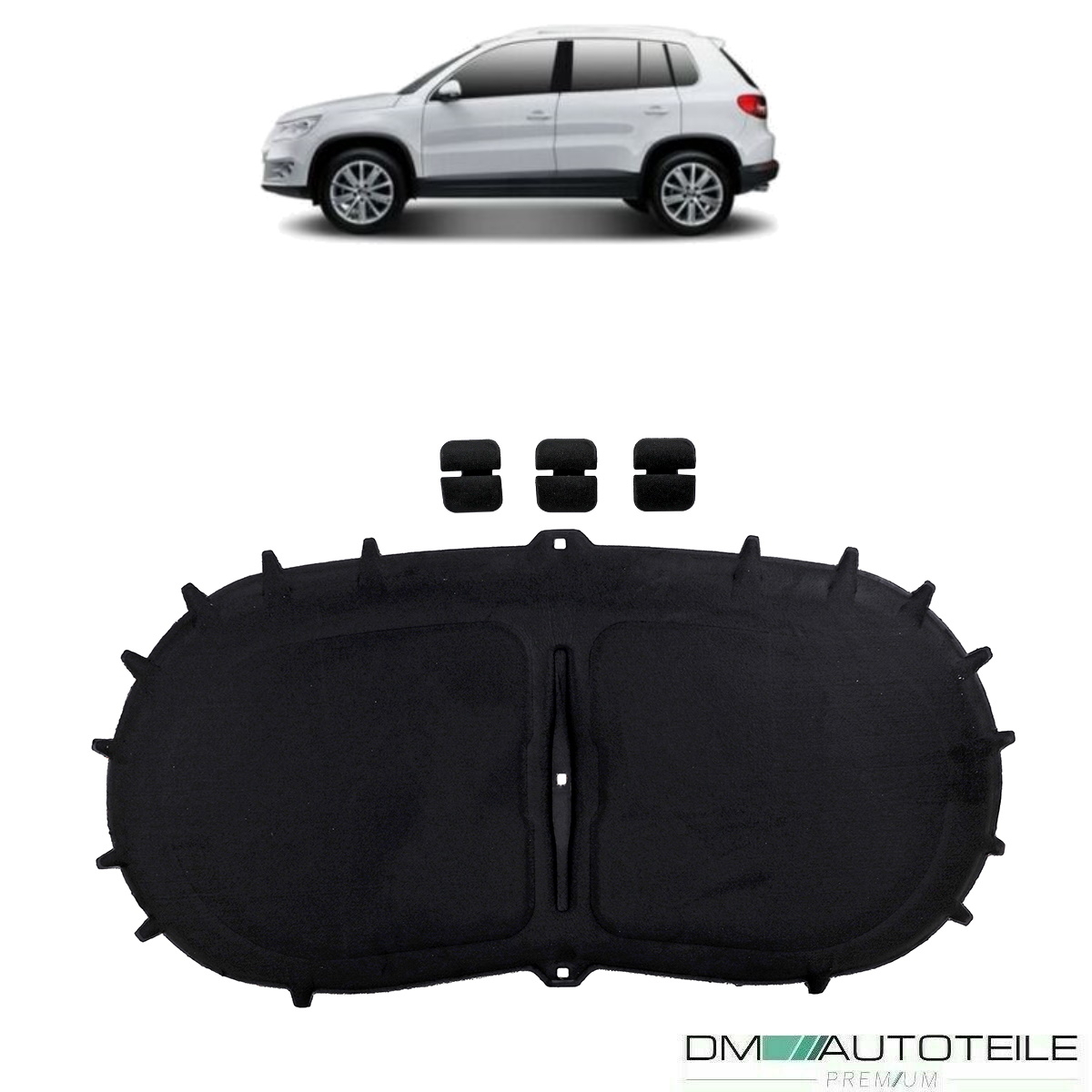 Dämmatte Motorhaube Motorhaubendämmung Motorraumdämmung + Montagekit passt für VW Tiguan 5N ab 2007-2018 OE: 5N0 863 831B