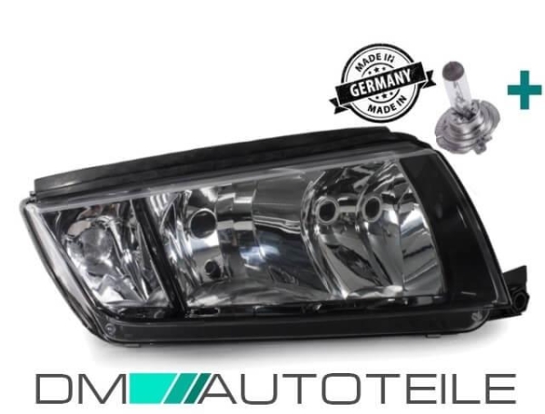 Set Skoda Fabia 6Y Scheinwerfer rechts Chrom Schwarz Bj 99-07 für LWR H7/H3 +1x H7 Birne