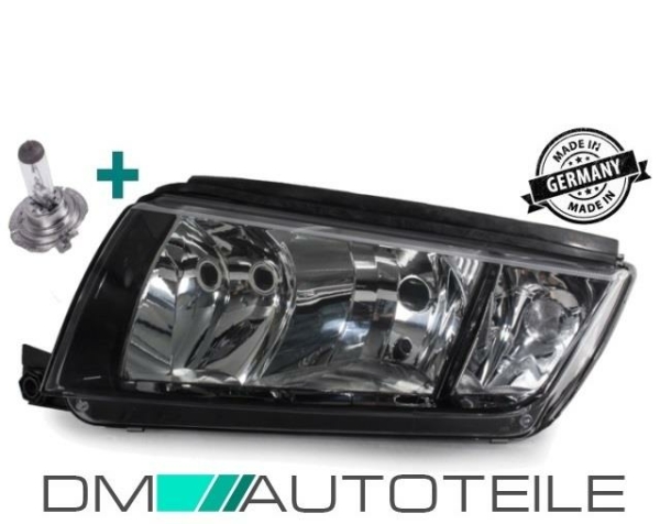 Set Skoda Fabia 6Y Scheinwerfer links Chrom Schwarz Bj 99-07 für LWR H7/H3 +1x H7 Birne