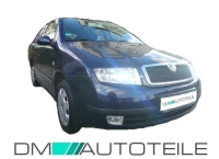 Set Skoda Fabia 6Y Scheinwerfer links Chrom Schwarz Bj 99-07 für LWR H7/H3 +1x H7 Birne