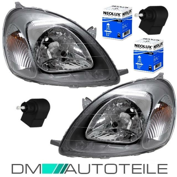 Set Toyota Yaris Scheinwerfer H4 Rechts & Links Bj 99-02 + Motor + 2x H4 Birnen