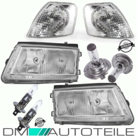 Scheinwerfer SET H7/H1 ohne Nebel +Blinker Wei&szlig; + 4x Birnen passt f&uuml;r VW Passat 3B