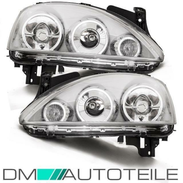 Set Opel Corsa C Scheinwerfer Klarglas Chrom H7/H7 Bj 00-06 +4x H7 Osram Birnen
