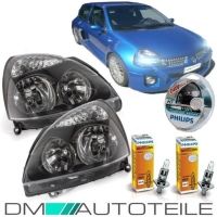 Set Renault Clio II PH2 Scheinwerfer rechts+links Schwarz...