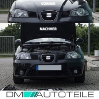 Set Seat Ibiza 6L Scheinwerfer Rechts Links 02-06 H7 H3 Schwarz mit Birnen