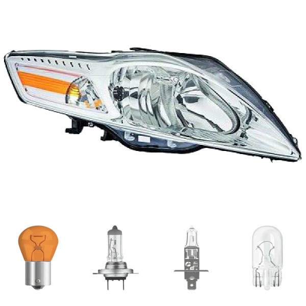 Scheinwerfer H1/H7 rechts passt für Ford Mondeo IV (BA7) Facelift Baujahr 10-14 inklusive Leuchtmittel/Birnen