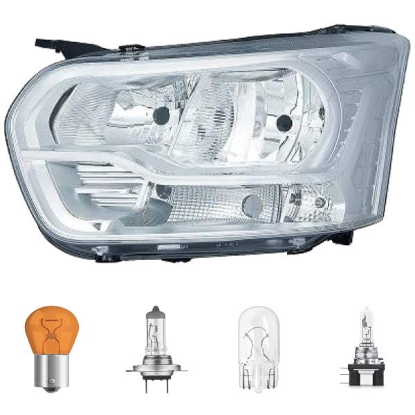Scheinwerfer H7 Depo rechts passt für Ford Transit V363 (FAD/FCD/FED) ab 13-16 inklusive Leuchtmittel/Birnen