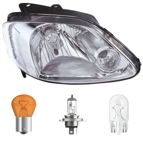 Scheinwerfer H4 Depo rechts passt für VW Fox Schrägheck (5Z4) ab 2005-2011 inklusive Leuchtmittel/Birnen