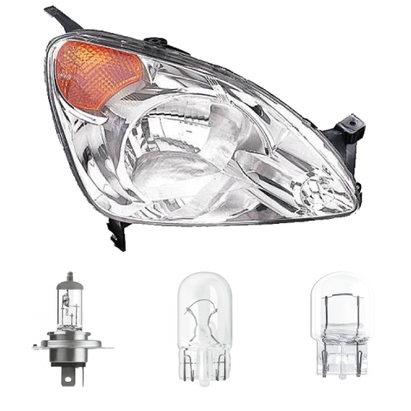 Scheinwerfer Depo Blinker / orange H4 rechts passt für Honda CR-V II (RD) 01-04 inklusive Leuchtmittel/Birnen