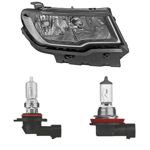 Scheinwerfer Depo H11/HB3 rechts passt für Jeep Compass (M6) ab Baujahr 16-20 inklusive Leuchtmittel/Birnen