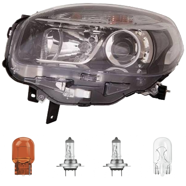 Scheinwerfer links +Motor H7/H7 passt für Renault Koleos I ab Facelift 07/2011 inklusive Leuchtmittel/Birnen