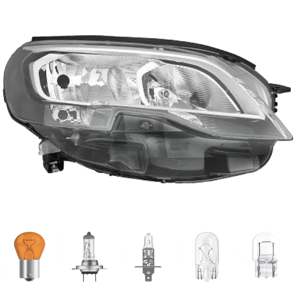 Scheinwerfer rechts H7/H1 passt für Peugeot Expert Bus Traveller Pritsche ab 16 inklusive Leuchtmittel/Birnen