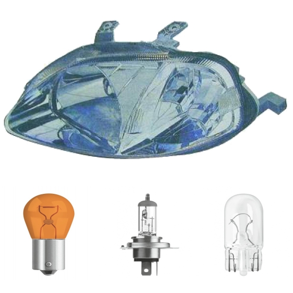 Scheinwerfer Depo rechts passt für Honda Civic VI Hatchback (EJ/EK) ab 1999-2000 inklusive Leuchtmittel/Birnen