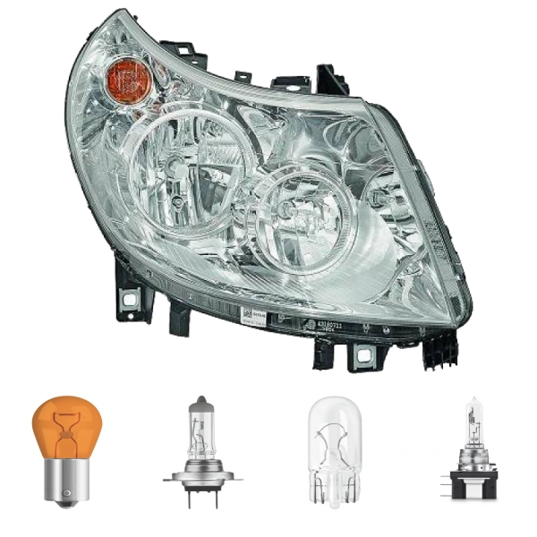 Scheinwerfer H15/H7 Depo rechts passt für Citroen/Fiat/Peugeot 290 ab 2006-2014 inklusive Leuchtmittel/Birnen