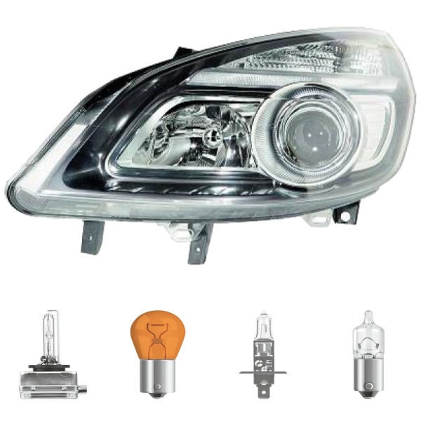 Xenon Scheinwerfer links schwarz D1S/H7 passt für Renault Scénic II Grand 06-09 inklusive Leuchtmittel/Birnen