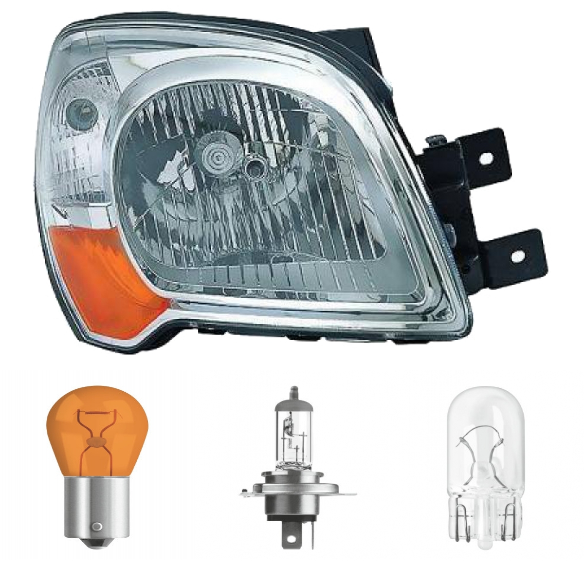 Scheinwerfer Depo H4 rechts passt für Kia Sportage (JE) ab Baujahr 2008-2010 inklusive Leuchtmittel/Birnen