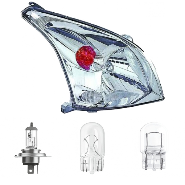 Scheinwerfer Depo H4 rechts passt für Toyota Land Cruiser 100 (J1) ab 2002-2007 inklusive Leuchtmittel/Birnen