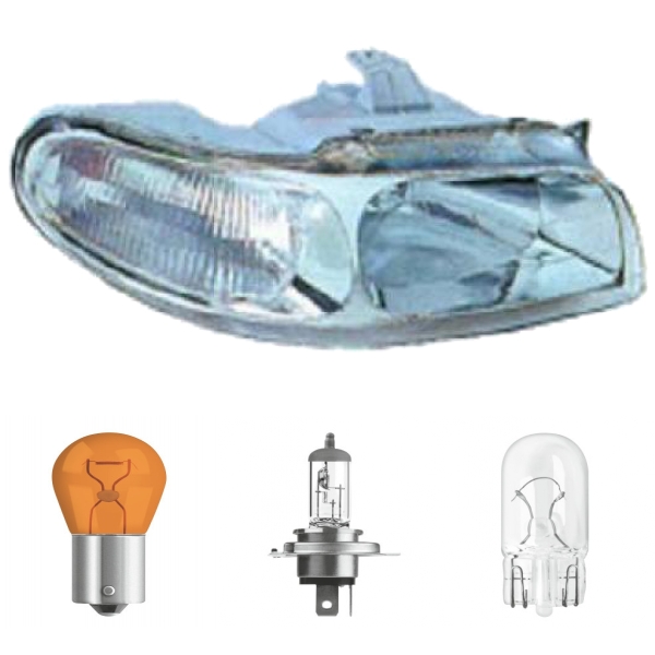 Scheinwerfer H4 Depo rechts passt für Daewoo Nubira (KLAJ) /Wagon ab 97-99 inklusive Leuchtmittel/Birnen