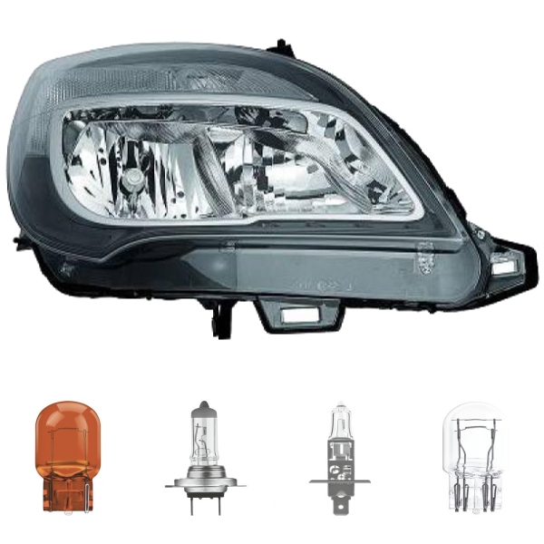 Depo / TYC Hauptscheinwerfer Scheinwerfer Frontscheinwerfer rechts H7/H1 mit Motor für Opel Meriva B S10 Baujahr ab 2014 inklusive Leuchtmittel/Birnen