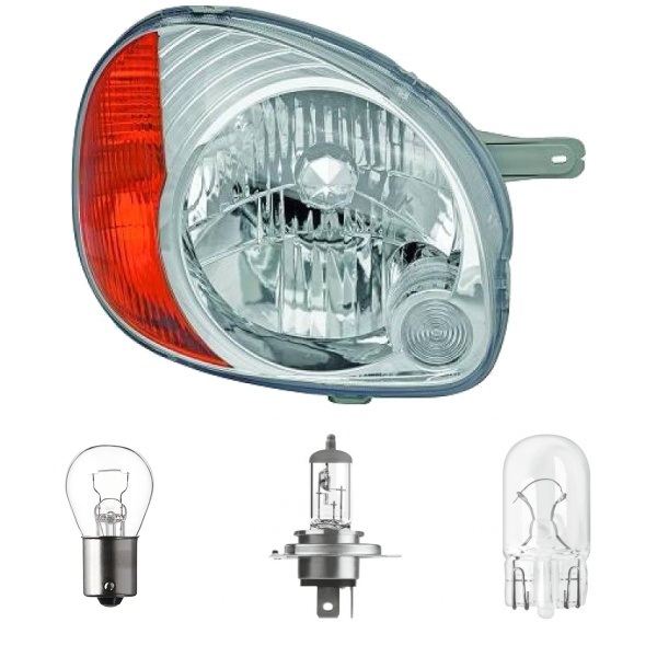 Scheinwerfer Depo glasklar H4 rechts passt für Hyundai Atos (MX) ab 01-04 inklusive Leuchtmittel/Birnen