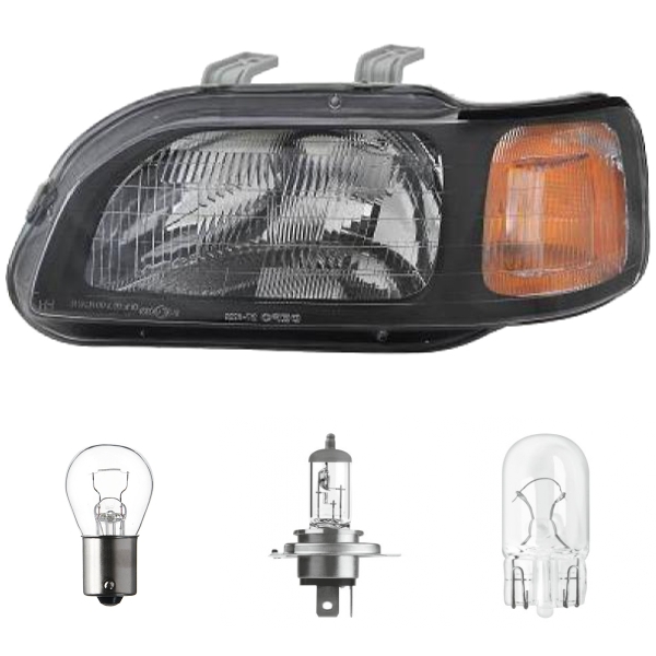 Scheinwerfer schwarz Depo links passt für Honda Civic VI Fastback (MA) ab 95-99 inklusive Leuchtmittel/Birnen