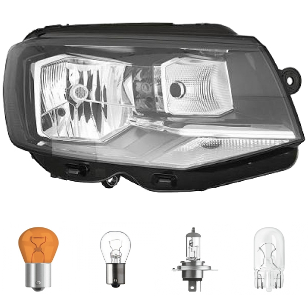 Scheinwerfer Depo H4 rechts passt für VW Transporter T6 ab Baujahr 2015-2019 inklusive Leuchtmittel/Birnen