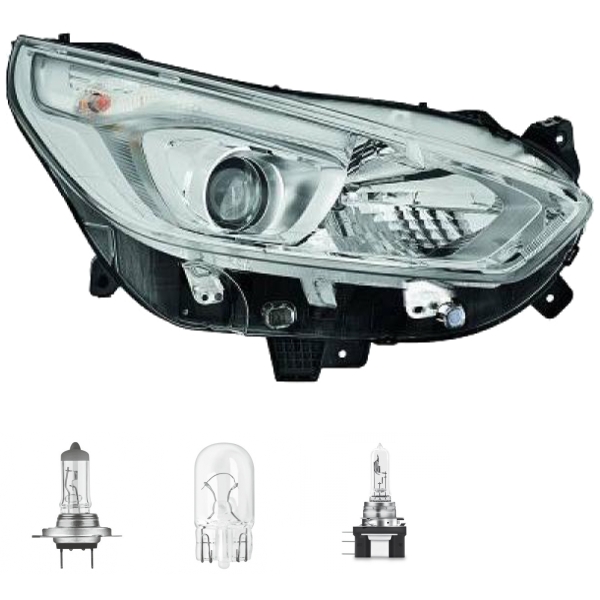 Scheinwerfer H7 rechts passt für Ford Galaxy S-MAX (WA6) Vorfacelift ab 15-19 inklusive Leuchtmittel/Birnen