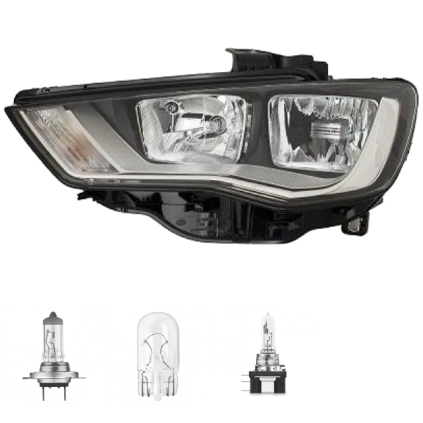 Scheinwerfer links H7/H15 passt für Audi A3 8V Vorfacelift ab Baujahr 12-16 inklusive Leuchtmittel/Birnen