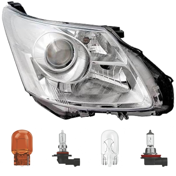 Hauptscheinwerfer rechts H11/HB3 passt für Toyota Avensis Station Wagon 09-11 inklusive Leuchtmittel/Birnen