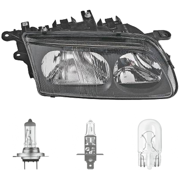 Hauptscheinwerfer rechts H1 H4 H7 mit Motor passt für Mazda 626 V 97-01 inklusive Leuchtmittel/Birnen